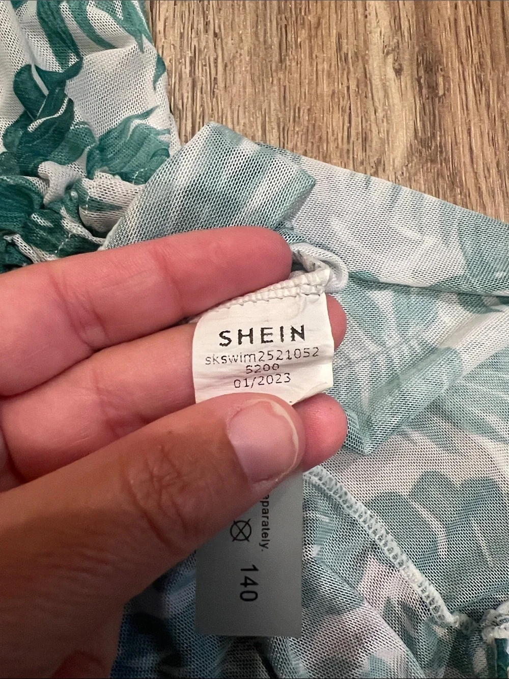 SHEIN Green Tropical Leaf Kids Swim Coverup